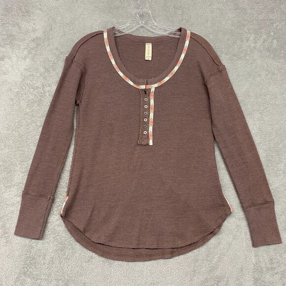 Altar'd State Tops - Altar'd State Cocoa Long Sleeve Buttoned Top